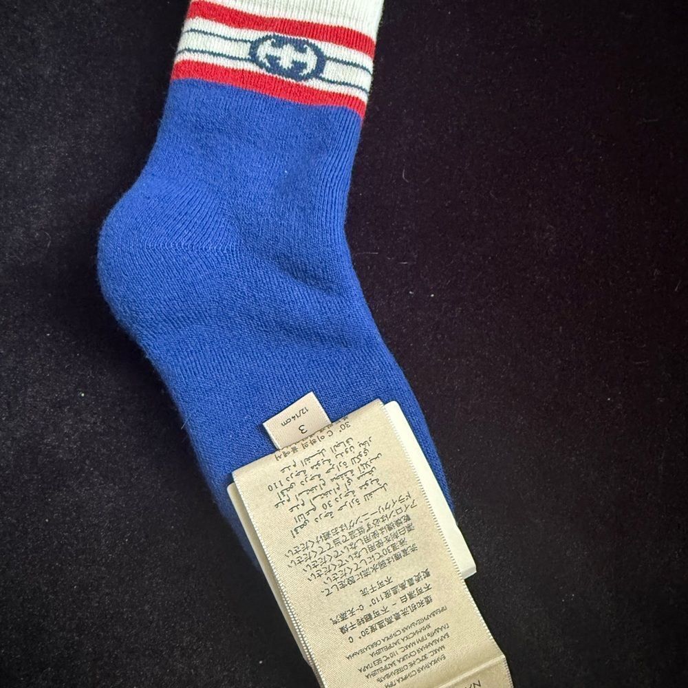 Brand new kids Gucci Blue Socks with Red and White Accents